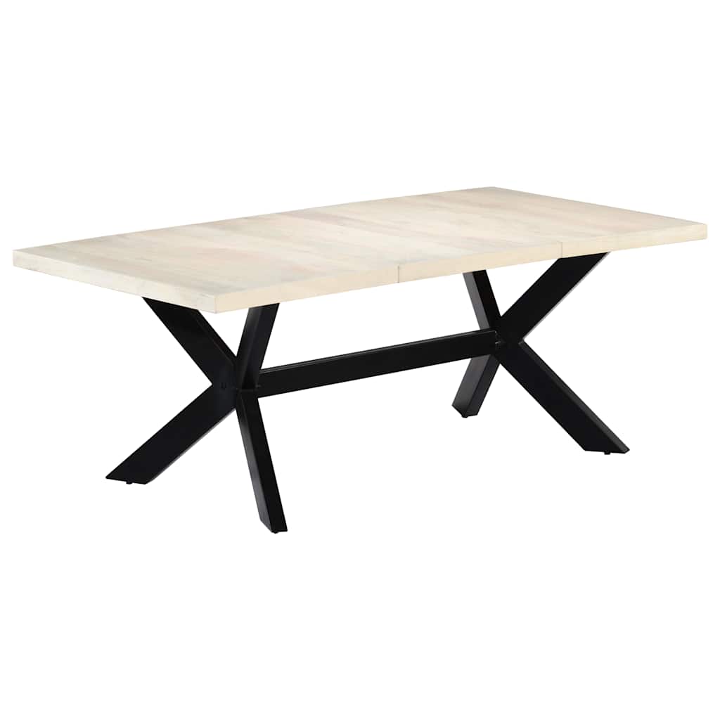 Dining Table Solid Mango Wood Height 75 cm White 200 cm 100 cm