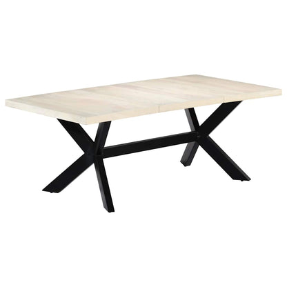 Dining Table Solid Mango Wood Height 75 cm White 200 cm 100 cm