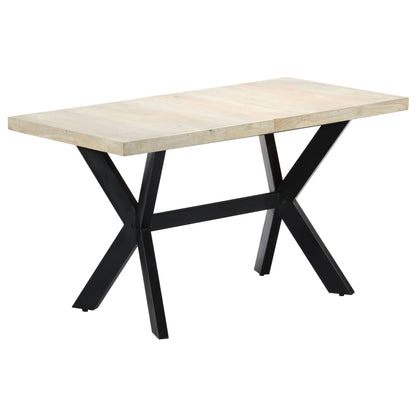 Dining Table Solid Mango Wood Height 75 cm White 140 cm 70 cm