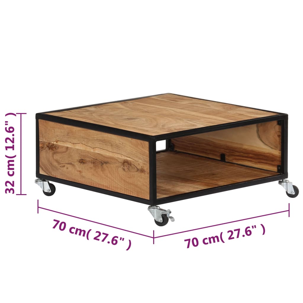 vidaXL Coffee Table 70x70x32 cm Solid Acacia Wood