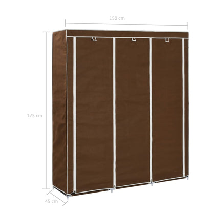 vidaXL Wardrobe with Compartments and Rods Brown 150x45x175 cm Fabric