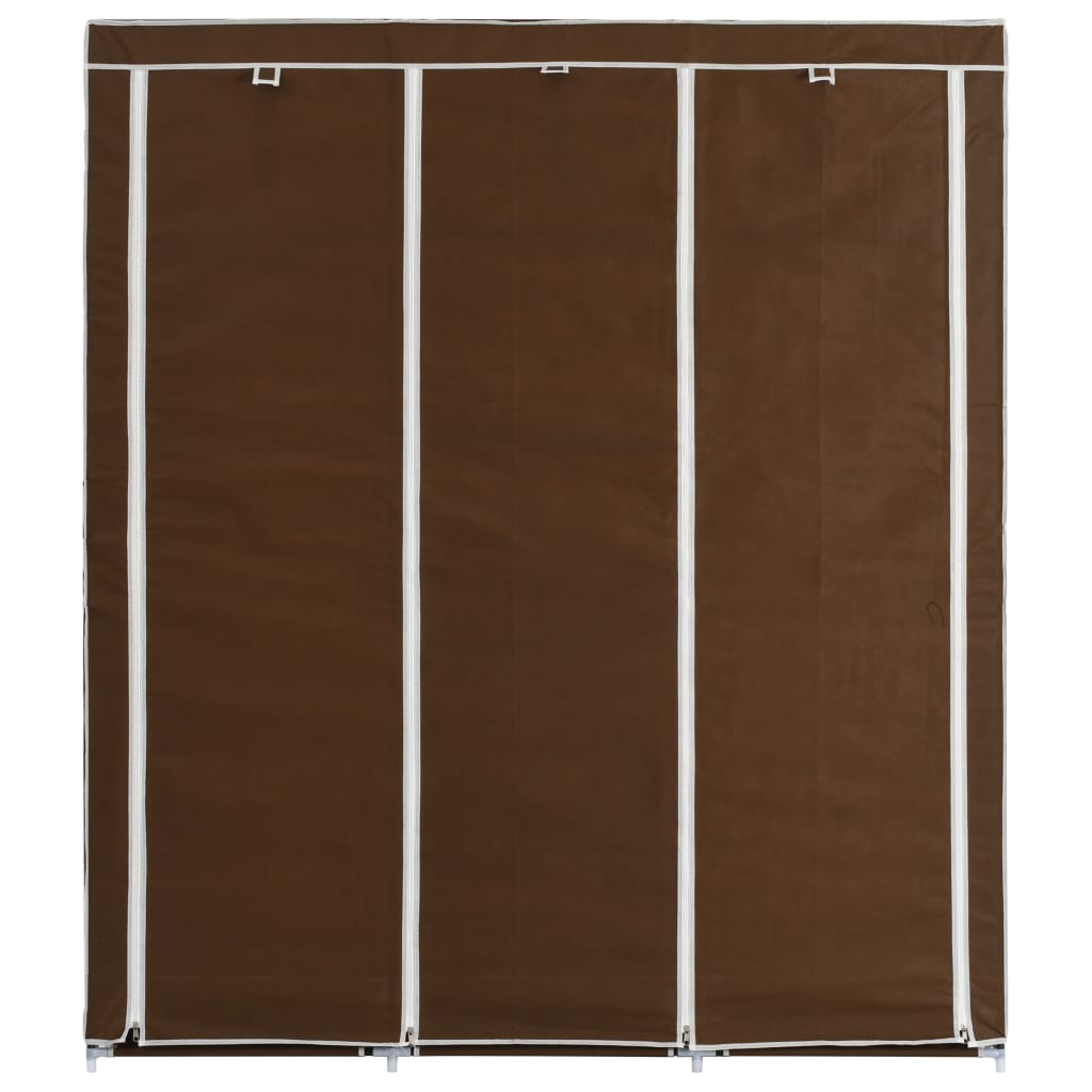 vidaXL Wardrobe with Compartments and Rods Brown 150x45x175 cm Fabric