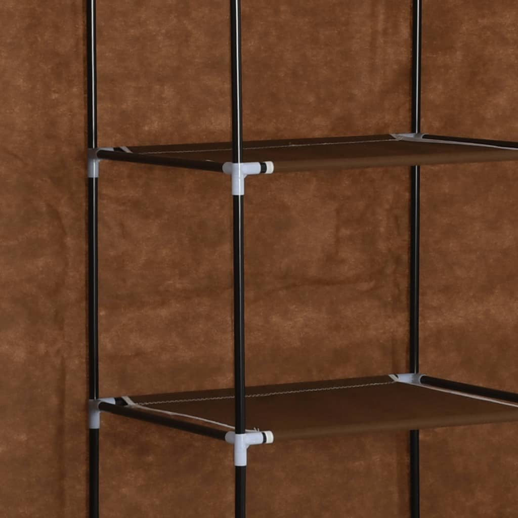 vidaXL Wardrobe with Compartments and Rods Brown 150x45x175 cm Fabric