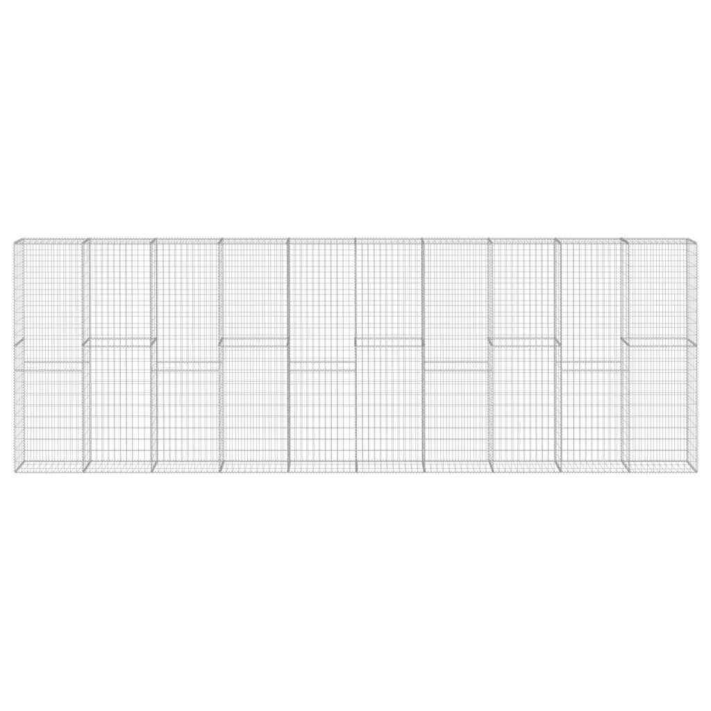 144915 vidaXL Gabion Wall with Covers Galvanised Steel 600x30x200 cm 2