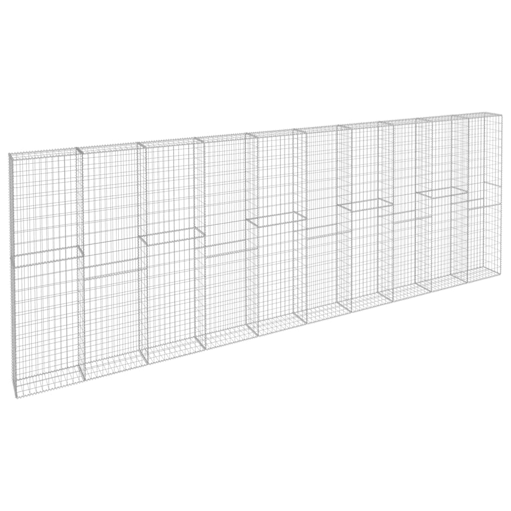 144915 vidaXL Gabion Wall with Covers Galvanised Steel 600x30x200 cm 3