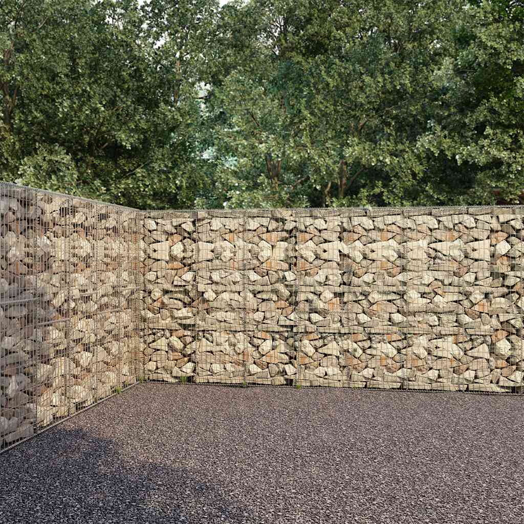 144915 vidaXL Gabion Wall with Covers Galvanised Steel 600x30x200 cm 1