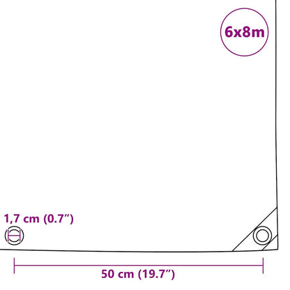Tarpaulin 650 g/m² with Eyelets Blue 6 x 8 m