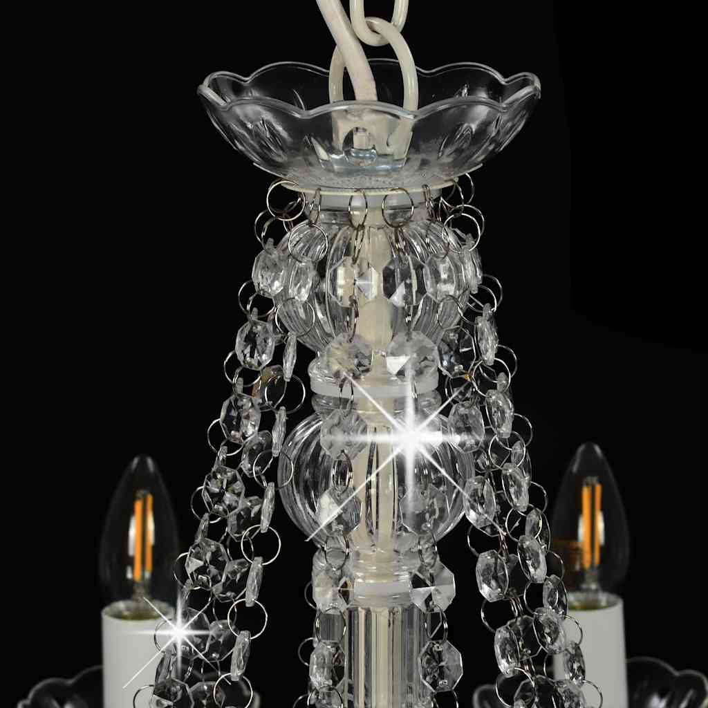 Chandelier with Beads 12 x E14 Bulbs White Ø 80 x 75 cm