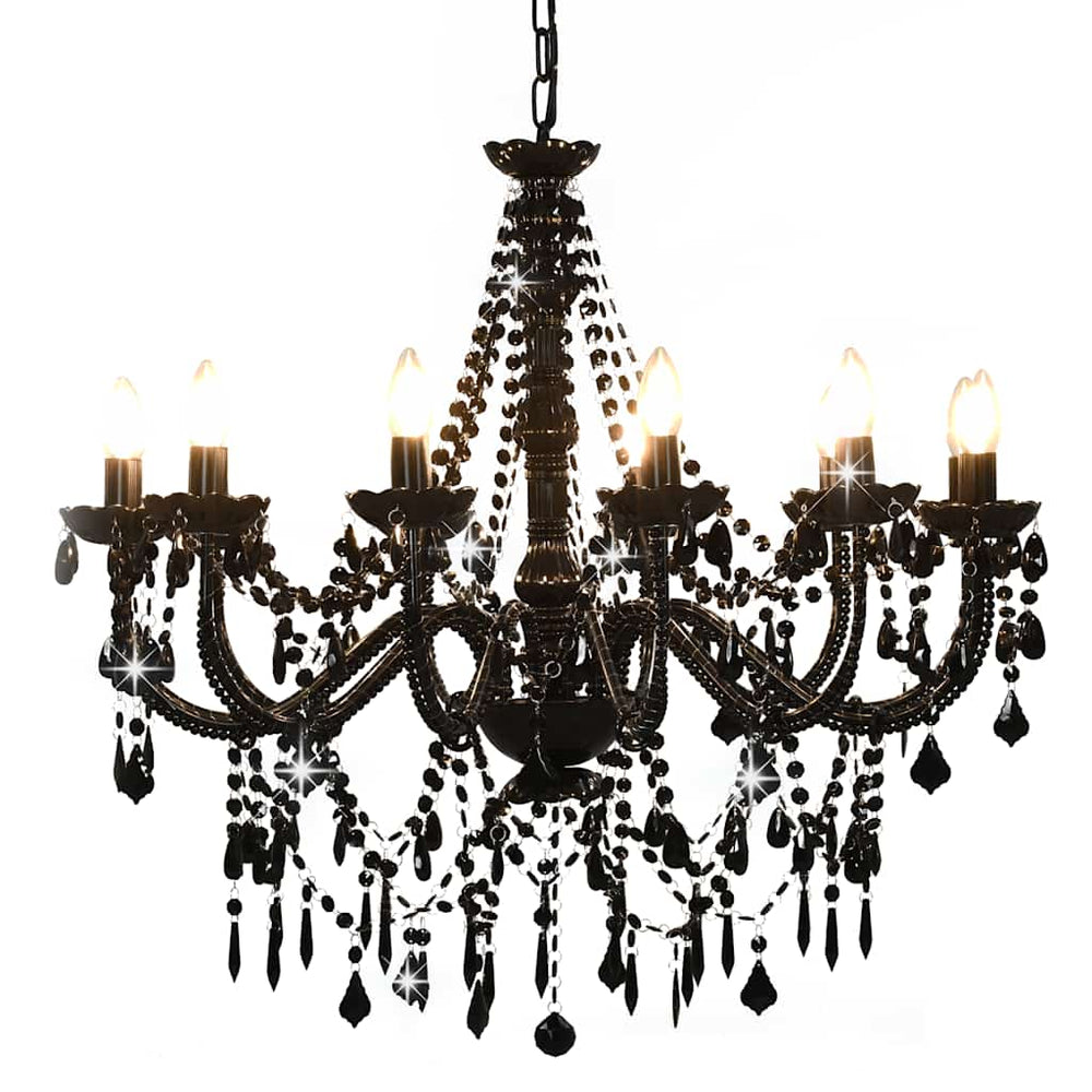 vidaXL Chandelier with Beads 12 x E14 Bulbs