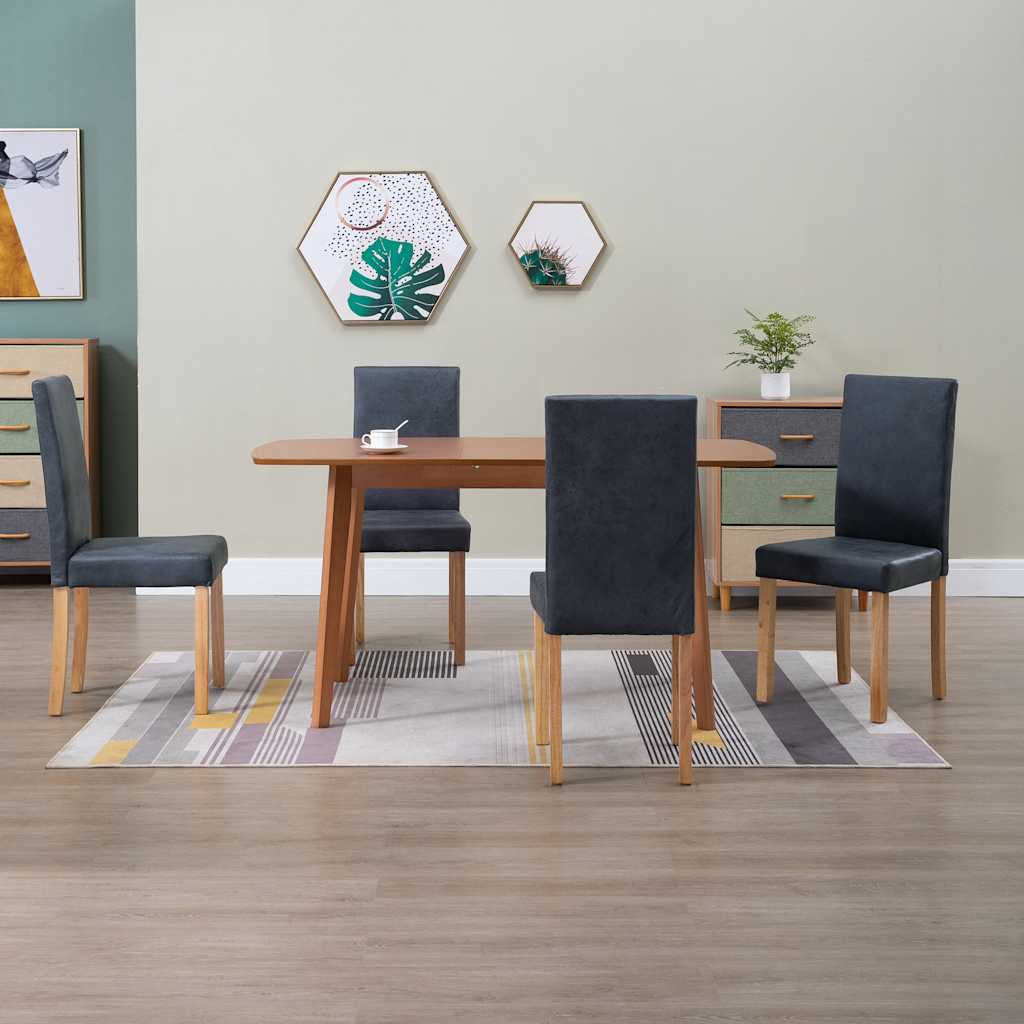 vidaXL Dining Chairs 4 pcs Gray Faux Suede Leather 1