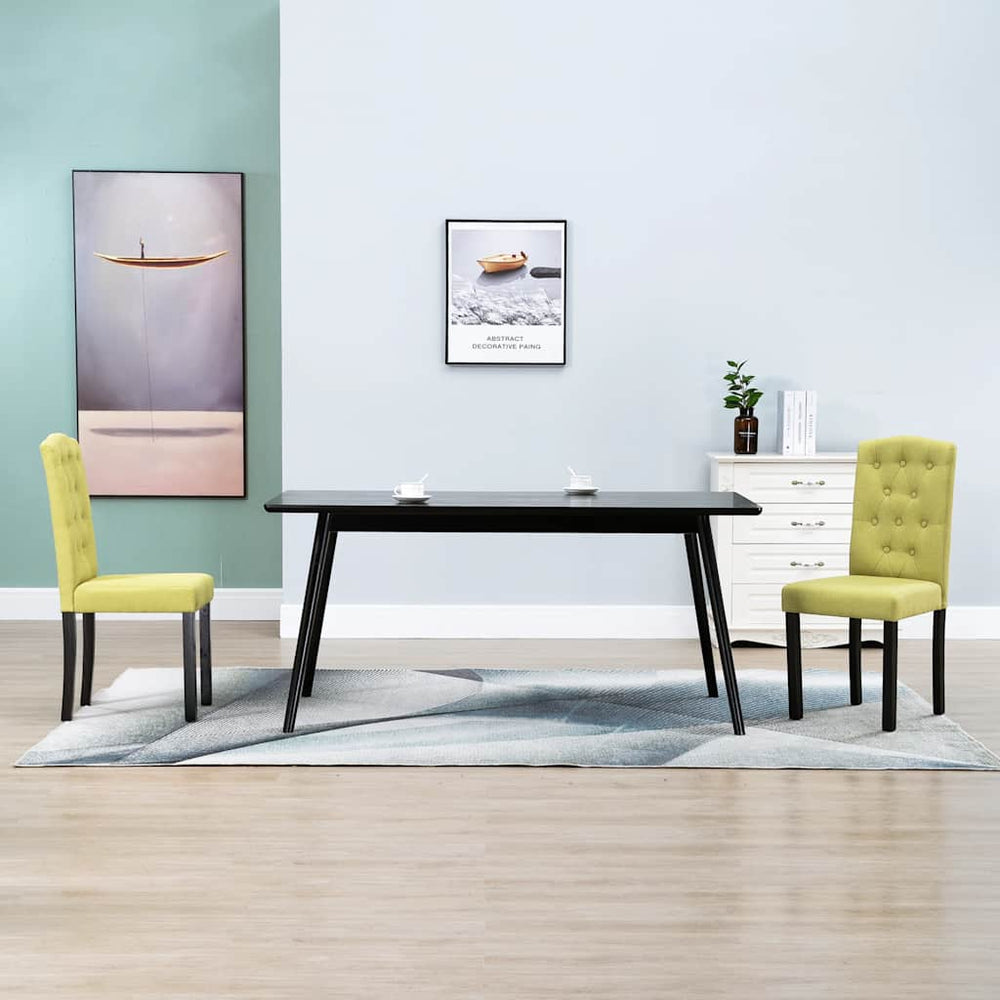 vidaXL Dining Chairs Green Fabric