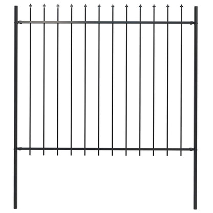 vidaXL Garden Fence with Spear Top Steel 337x150 cm Black