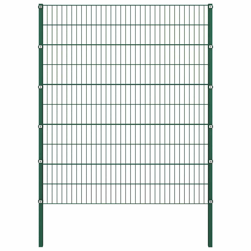 vidaXL Fence Panel with Posts Iron 349x200 cm Green