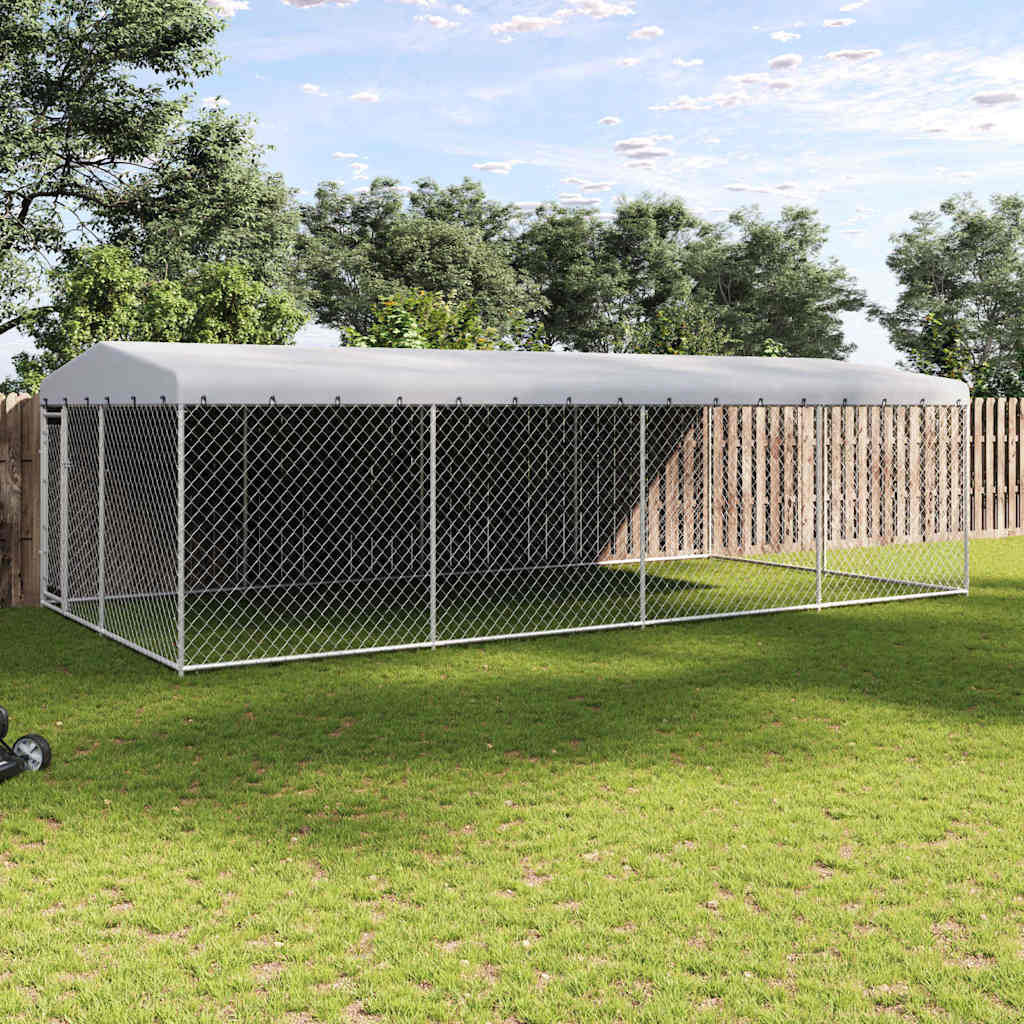 144937 vidaXL Outdoor Dog Kennel with Roof 7,6x3,8x2,3 m 1