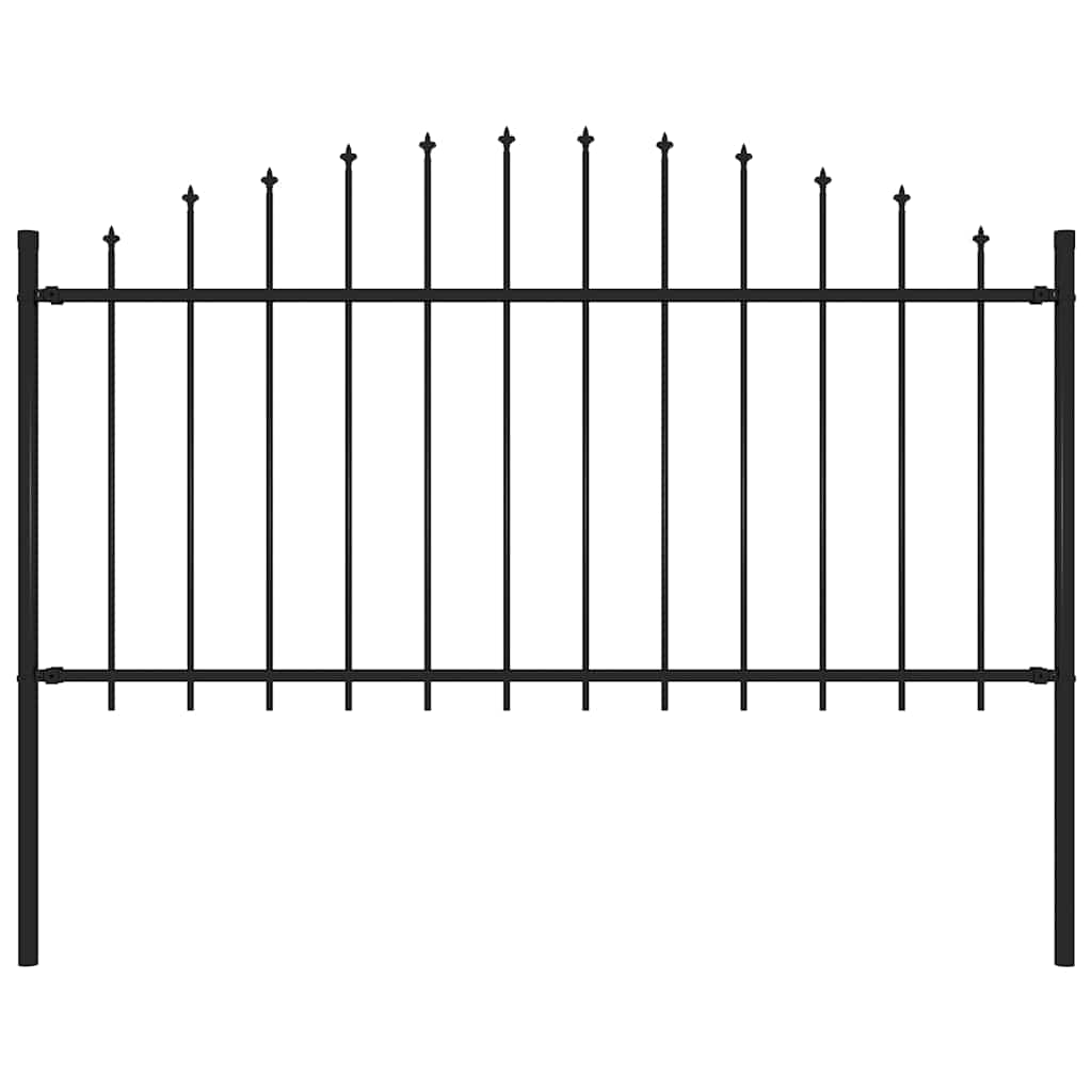 vidaXL Garden Fence with Spear Top Steel 337x150 cm Black Height 125-150 cm