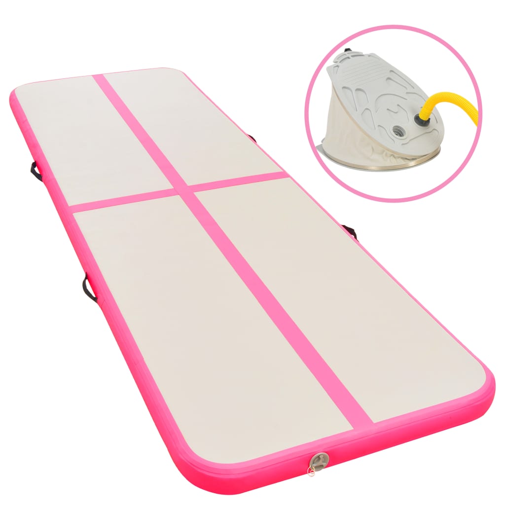 vidaXL Inflatable Gymnastics Mat with Pump 300x100x10 cm PVC Pink