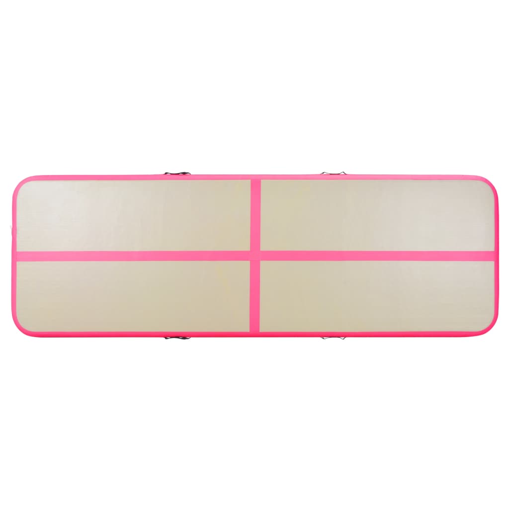 vidaXL Inflatable Gymnastics Mat with Pump 800x100x10 cm PVC Pink