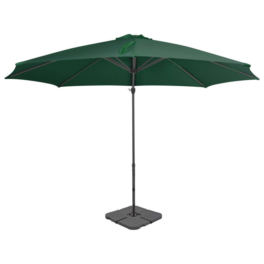 vidaXL Outdoor Umbrella with Portable Base Green