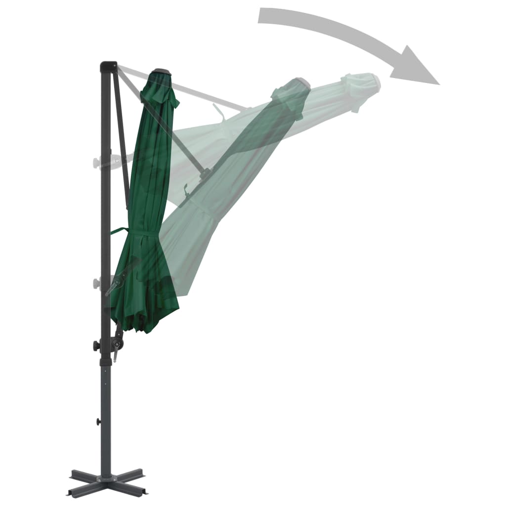 vidaXL Outdoor Umbrella with Portable Base Green