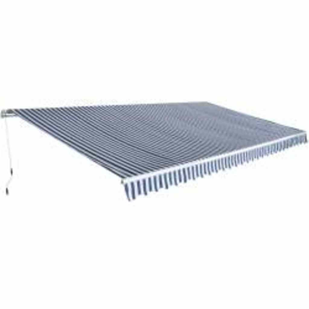vidaXL Folding Awning Manual Operated 600 cm Blue/White 1