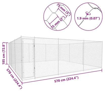 vidaXL Outdoor Dog Kennel Galvanised Steel 570x570x185 cm 5