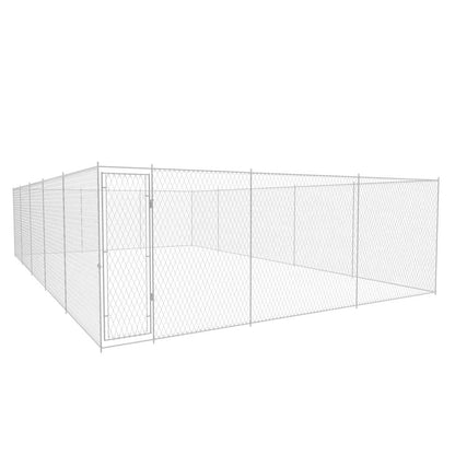 145036 vidaXL Outdoor Dog Kennel Galvanised Steel 950x570x185 cm 1