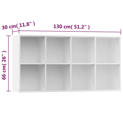 vidaXL Book Cabinet/Sideboard White 66x30x130 cm Engineered Wood