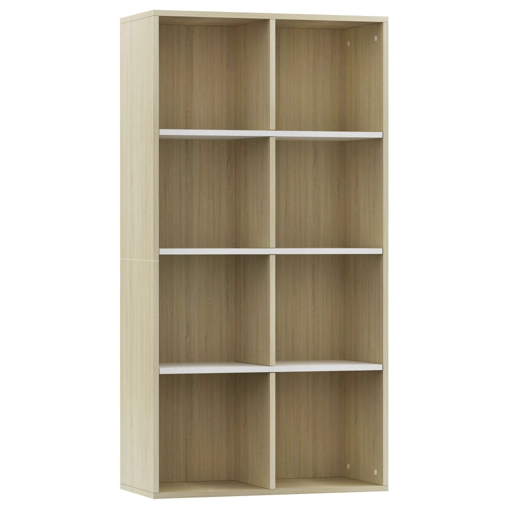 vidaXL Book Cabinet/TV Cabinet White and Sonoma Oak 36x30x114 cm Engineered Wood