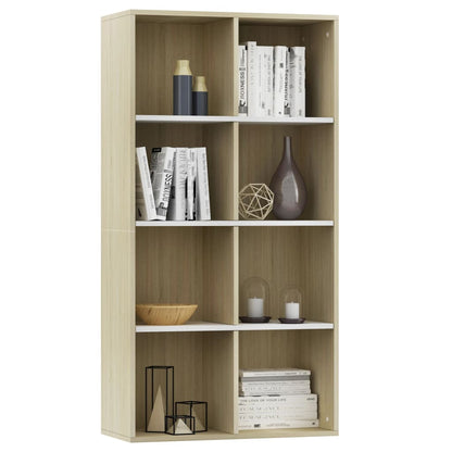 vidaXL Book Cabinet/TV Cabinet White and Sonoma Oak 36x30x114 cm Engineered Wood