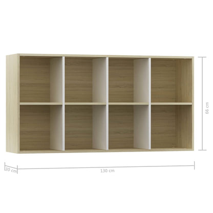 vidaXL Book Cabinet/TV Cabinet White and Sonoma Oak 36x30x114 cm Engineered Wood