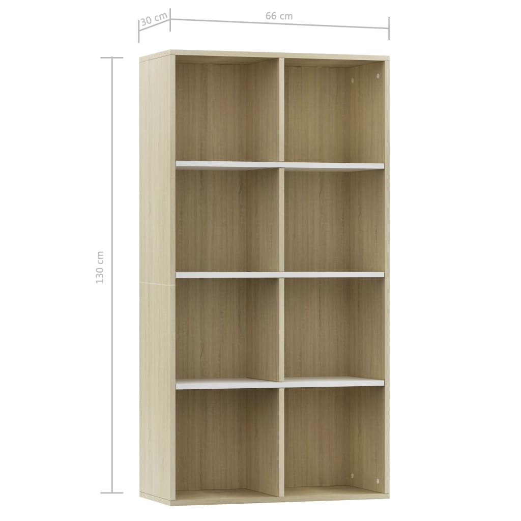 vidaXL Book Cabinet/TV Cabinet White and Sonoma Oak 36x30x114 cm Engineered Wood