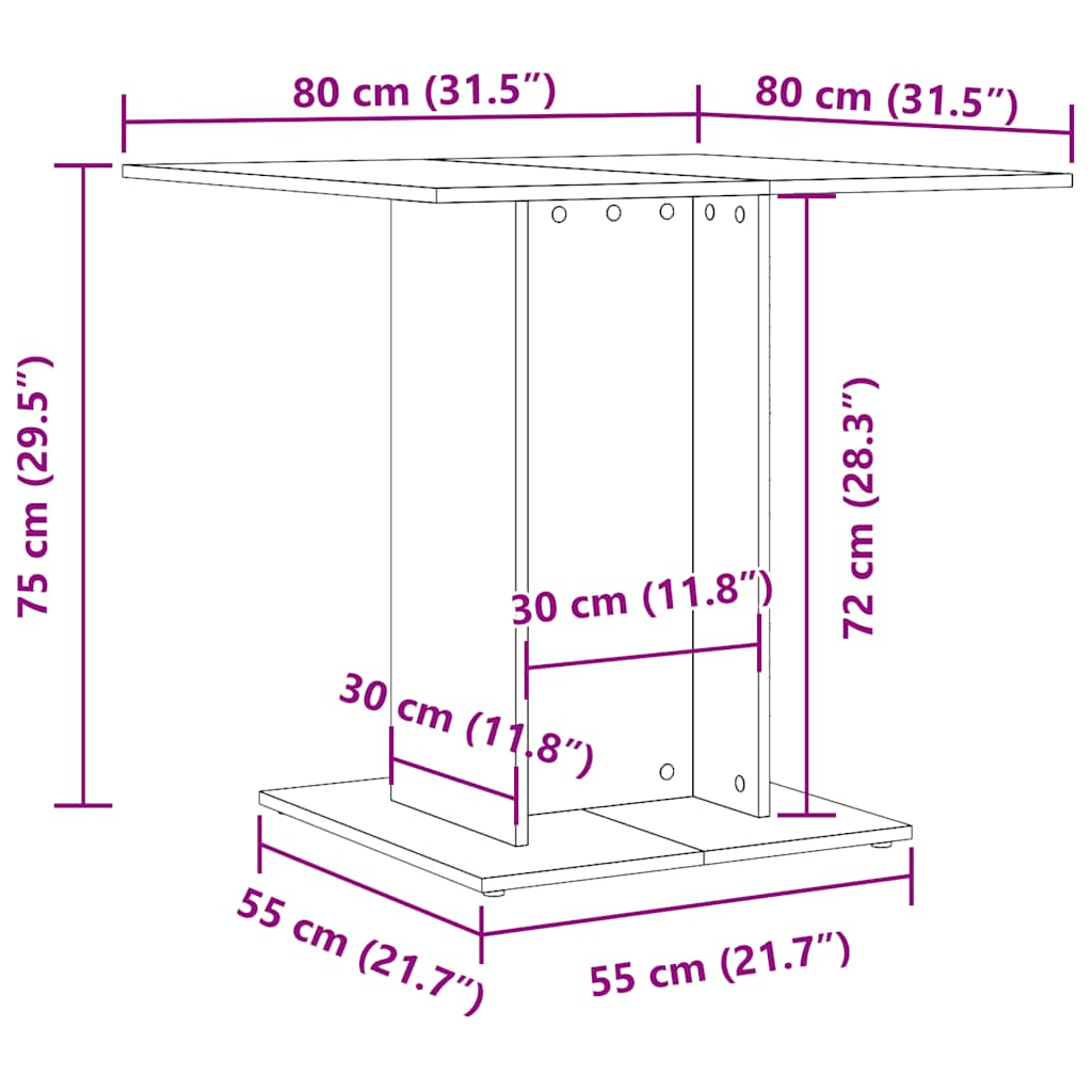 Dining Table 80x80x75 cm Engineered Wood White