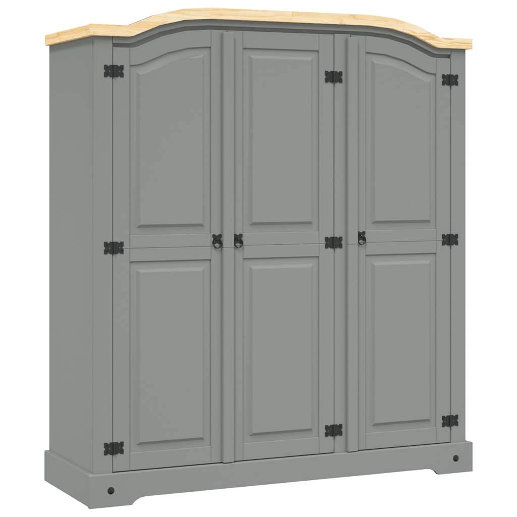 282621 vidaXL Wardrobe Mexican Pine Corona Range 3 Doors Grey 2