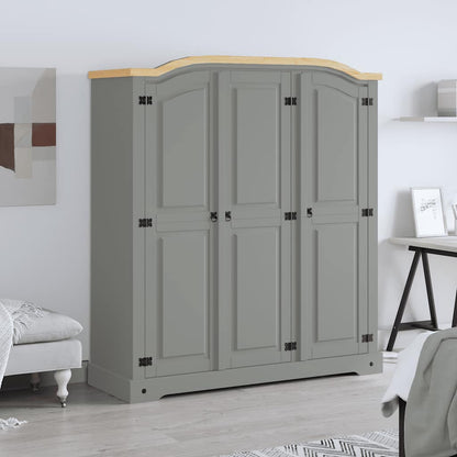 282621 vidaXL Wardrobe Mexican Pine Corona Range 3 Doors Grey 1