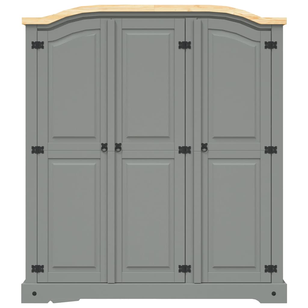 282621 vidaXL Wardrobe Mexican Pine Corona Range 3 Doors Grey 3