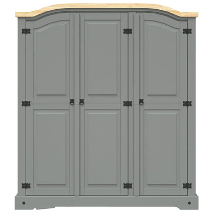 282621 vidaXL Wardrobe Mexican Pine Corona Range 3 Doors Grey 3
