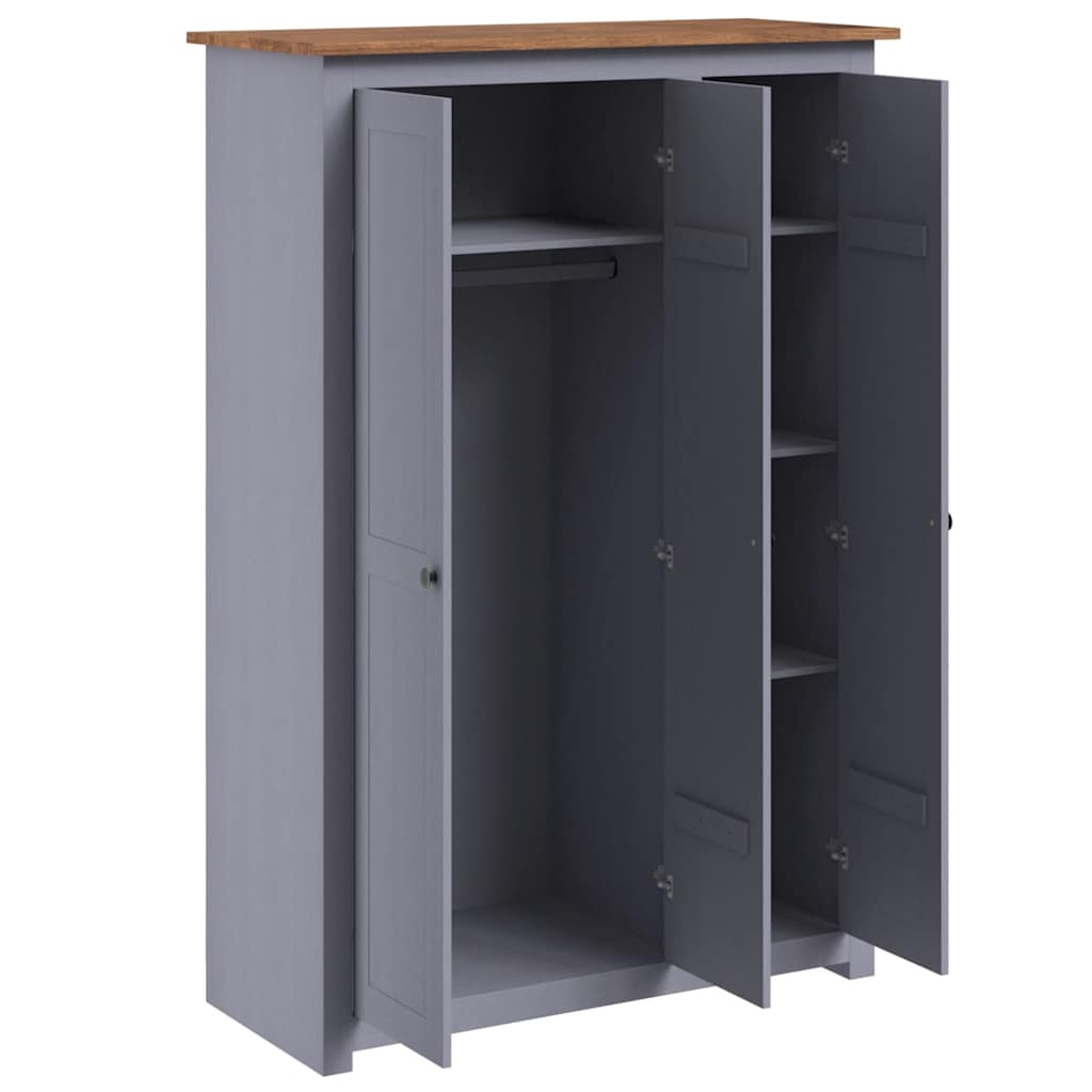 282662 vidaXL 3-Door Wardrobe Grey 118x50x171,5 cm Pine Panama Range 3