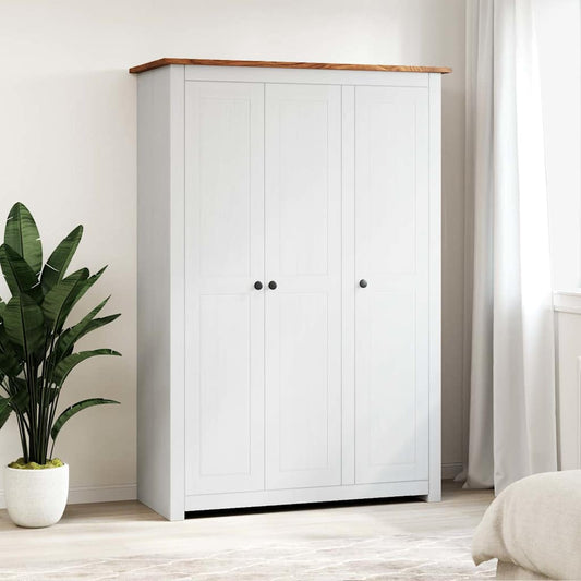 282663 vidaXL 3-Door Wardrobe White 118x50x171,5 cm Pine Panama Range 1