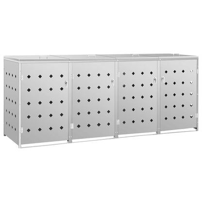 vidaXL Quadruple Wheelie Bin Shed 240 L Stainless Steel 2