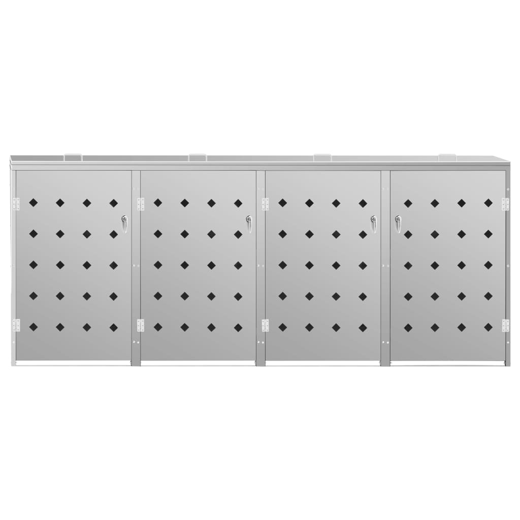 vidaXL Quadruple Wheelie Bin Shed 240 L Stainless Steel 3