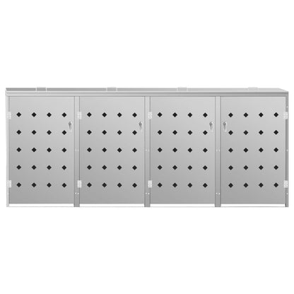 vidaXL Quadruple Wheelie Bin Shed 240 L Stainless Steel 3