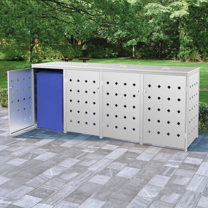 vidaXL Quadruple Wheelie Bin Shed 240 L Stainless Steel 1