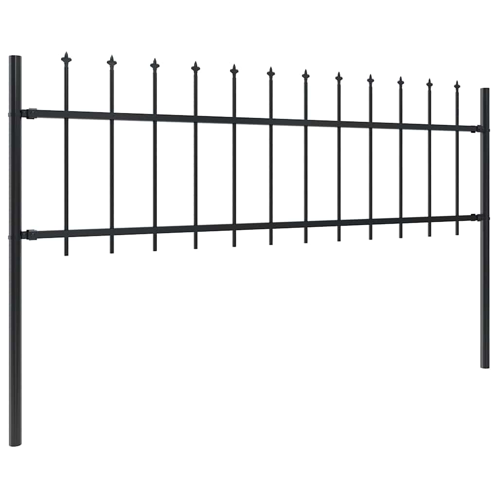 vidaXL Garden Fence with Spear Top Steel 1339x60 cm Black 2