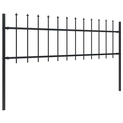 vidaXL Garden Fence with Spear Top Steel 1339x60 cm Black 2