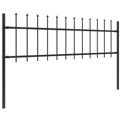 vidaXL Garden Fence with Spear Top Steel 1506x60 cm Black 2
