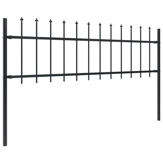 vidaXL Garden Fence with Spear Top Steel 1506x60 cm Black 2