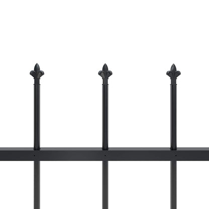 vidaXL Garden Fence with Spear Top Steel 1506x60 cm Black 4