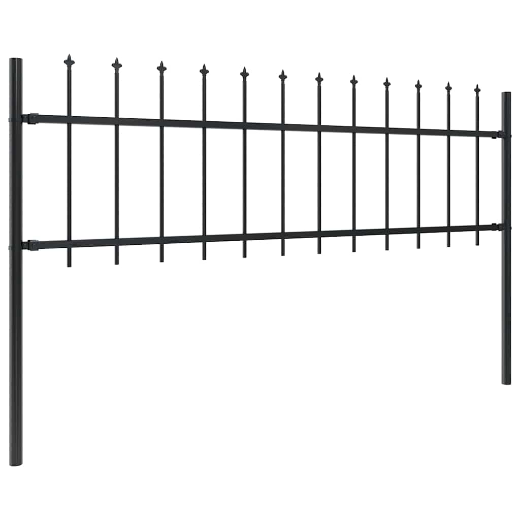 vidaXL Garden Fence with Spear Top Steel 1673x60 cm Black 2