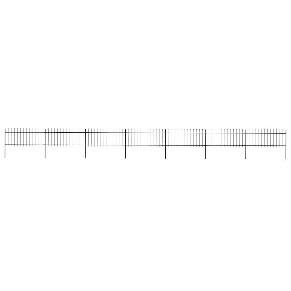 vidaXL Garden Fence with Spear Top Steel 1172x80 cm Black