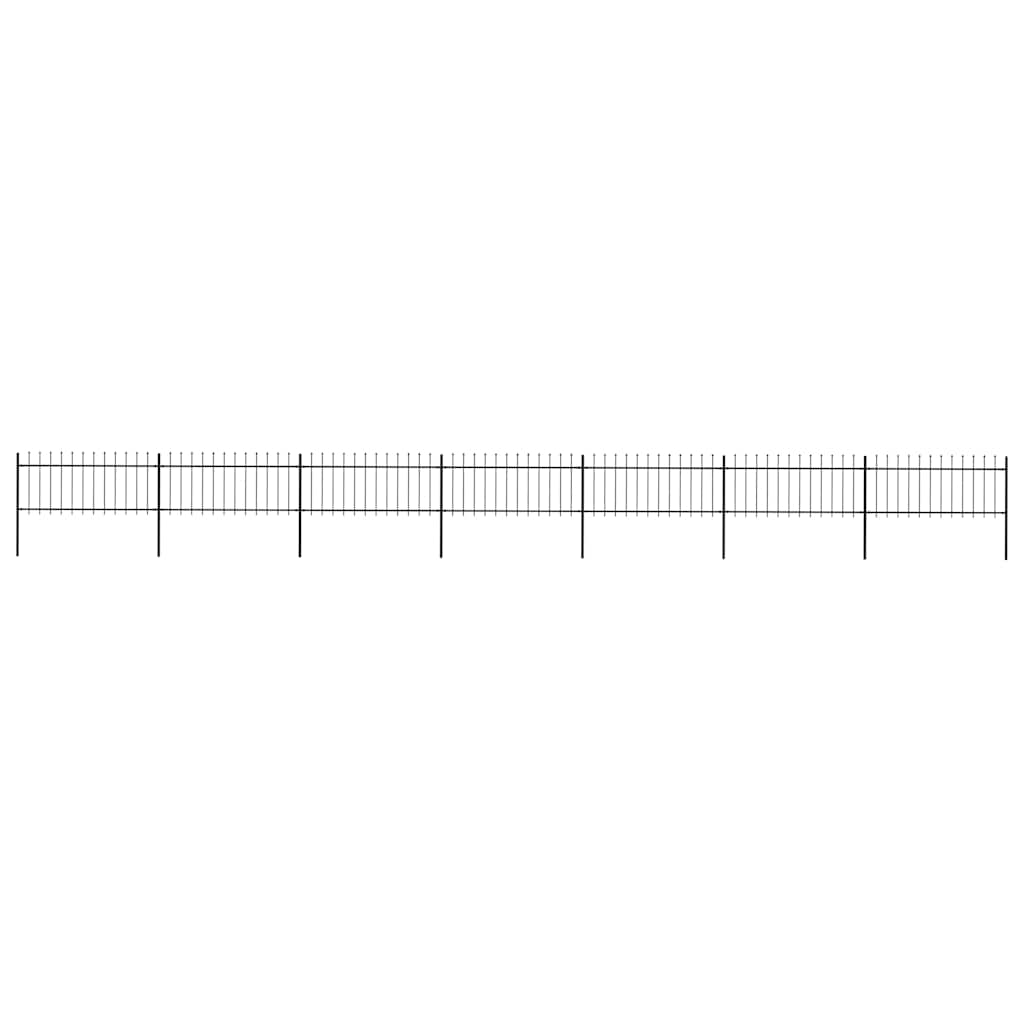 vidaXL Garden Fence with Spear Top Steel 1172x80 cm Black 1